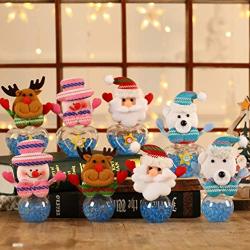 STOBOK Christmas Cookie Jar Candy Jar Storage Container Gift Plush Plastic Bottle Elk Santa Snowman Xmas Decor Desktop Ornament