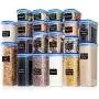 Shazo Food Storage Containers 40-Piece Set (20 Container Set) - Airtight Dry Food with Innovative Dual Utility Interchangeable Lid, FREE 14 pc Measuring Cups/Spoons, One Lid Fits All, Freezer Safe