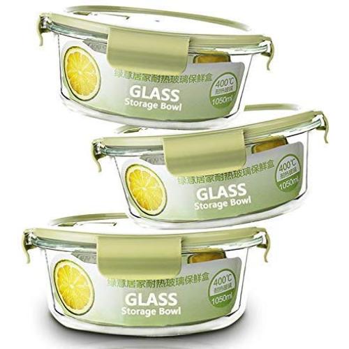 Kitchen Food Storage Jar Airtight Food Storage Glass Food Storage Container No BPA Round Glass Bowl Can Be Used Microwave Oven Freezer Dishwasher For Salad Lunch Picnic