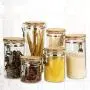 BESTONZON Stainless Steel Transparent Airtight Storage Jar with Clip Top Bamboo Lids Sealed Canister Food Storage Container for Loose Tea Coffee Bean Sugar Salt for Home Kitchen(1140ML)