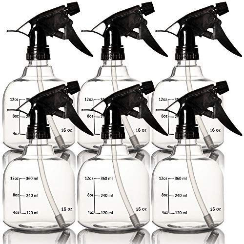 Youngever 6 Pack Empty Plastic Spray Bottles, Spray Bottles for Hair and Cleaning Solutions (16 Ounce)