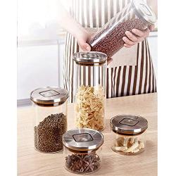 WH- Lead Storage Freshness Kitchen Tissue Seal Glass Jar Cereals Snacks Milk Storage Tank 3 Mounted Various Combinations (Color : Combination 4)