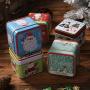 Amosfun Christmas Cookie Box Jar Tinplate Candy Box Storage Containers Christmas Biscuits Tin Can for Christmas New Year Party Favors