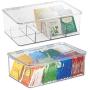 mDesign Stackable Plastic Tea Bag Holder Storage Bin Box for Kitchen Cabinets, Countertops, Pantry - Organizer Holds Beverage Bags, Cups, Pods, Packets, Condiment Accessories - 2 Pack - Clear