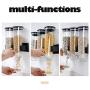 Poniu Cereal Dispenser, Plastic Storage Canister, Transparent, Wall-Mounted, Snack Grain Container Tank, Sealed Storage Jar, Practical Cans for Kitchen (Gray)
