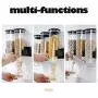 Cereal Storage Jar, Wall-Mounted Canister Food Miscellaneous Grains Dispenser Double Single Dry Food Snack Grain Canister Plastic Storage, Twist a Knob Control, Convenient and Fun (Black)