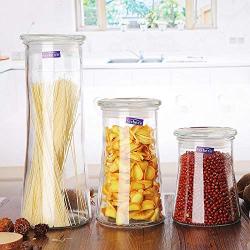 Buolo Glass Sealed Cans Wooden Cover Glass Bottle Storage Bottle Dried Fruit Cans Milk Powder Cans Tea Cans Storage Tank Transparent Wooden Cover 900Ml