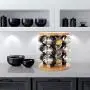 AHUA Drehteller Gewürz Turm, Rund oder Eckig, Bambus Gewürz Turm, Drehteller Gewürzregal, Würzespeicher Organisationsset, Set von 12 Gewürz Glaskaraffen