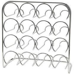 Pisa Spice Rack - Holds 16 Jars - Chrome Storage Stand Kitchen Cooking Organizer - Metal Free Standing - Size 6 x 27 x 12 cm