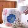 Contenants de stockage alimentaire en grande capacité avec motif floral, couvercles hermétiques, récipients en céramique, décoration rustique pour farine, céréales, sucre 2.5L/5L/10L – Rose