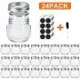 Glotoch Mason Jars 8OZ With Regular Lids and Bands, Ideal for Jam, Honey, Wedding Favors, Shower Favors, Baby Foods, DIY Magnetic Spice Jars, 24 PACK, Included 24 Chalkboard Labels and1 brush