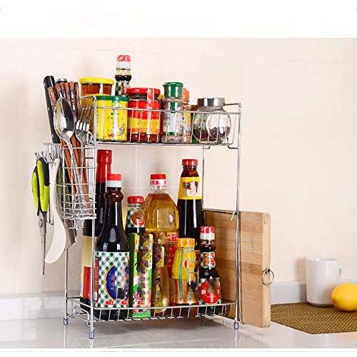 Gotian 2 Storey Rack Kitchen Bathroom Countertop Storage Storage Box Seasoning Jar Rack