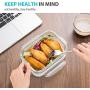 Bayco Glass Meal Prep Containers, [6 Pack, 22oz | 2.7cups] Glass Food Storage Containers with Lids, Airtight Glass Bento Boxes, BPA Free & FDA Approved & Leak Proof (6 lids & 6 Containers)