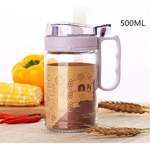 Kitchen Food Storage Jar Airtight Food Storage Kitchen glass jar moisture-proof home multi-purpose jam bottle cruet Leakproof glass oil pot shaker tank transparent (Color : Purple)