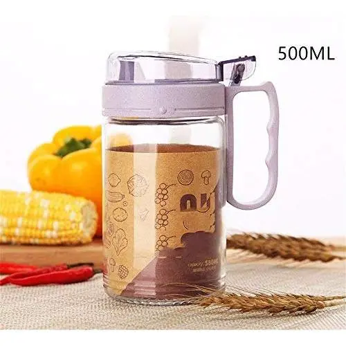 Kitchen Food Storage Jar Airtight Food Storage Kitchen glass jar moisture-proof home multi-purpose jam bottle cruet Leakproof glass oil pot shaker tank transparent (Color : Purple)
