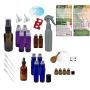 Essential Oil Supply Kit - Purple, Blue, Amber Roller Bottles, Cream Jars, Spray and Dropper Bottles, Funnels, Bottle Cap Remover, Pipettes, Spoon, Dilutions Chart (Deluxe 3)
