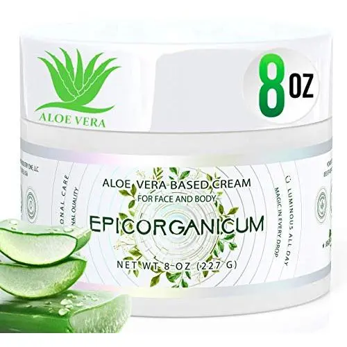 Organic Aloe Vera Moisturizing Cream Body and Face Moisturizer For Acne, Psoriasis, Rosacea, Eczema, Aging, Itchy Dry or Sensitive Skin Care Cream, Skin Care Face Natural Cream (8 oz) Organic Aloe Vera Moisturizing Cream Body and Face Moisturizer For Acne, Psoriasis, Rosacea, Eczema, Aging, Itchy Dry or Sensitive Skin Care Cream, Skin Care Face Natural Cream (8 oz)