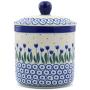 Polish Pottery 5?-inch Jar with Lid made by Ceramika Artystyczna (Water Tulip Theme) + Certificate of Authenticity