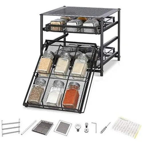 Spice Rack Organizer Kitchen Storage, Pantry Cabinet Organizer with Pull Out Spice Shelf, Holds 18 Jars Spice Rack Organizer Kitchen Storage, Pantry Cabinet Organizer with Pull Out Spice Shelf, Holds 18 Jars