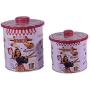 Tin Bucket Canister Metal Iron Storage Box with Lid Set of 2