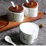 Mini Spice Jars Creative marbled kitchen ceramic seasoning jar set