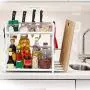 Kitchen Organizer, Quality Plastic Spice Rack Seasoning Double Layers Stand Holder Seasoning Jar Storage Shelf,Brass