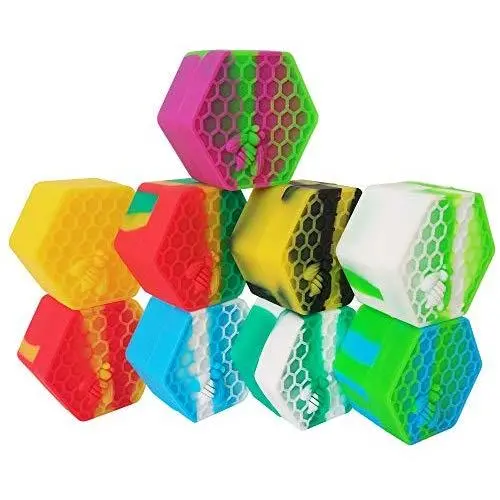 Contenants en silicone SZBS 10 pièces/lot, forme hexagonale Honeycomb, assortis, 26ml, pour stockage de résine, huile de cannabis, concentrate (10)