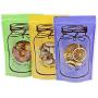 WISHDIAM Packaging Bags with Window Double Sided Yellow Ziplock Stand up Pouches with Clear Round Display Glass Jar Design 100pcs 4.0x6.0"