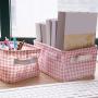 bjduck99 Storage Container Desktop Holder Plaid Cosmetics Jewelry Remote Pen Organizer - L