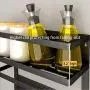 Magnetic Fridge Spice Rack Organizer with 5 Utility Hooks, 4 Tier Magnetic Paper Towel Holder, Multi Use Kitchen Rack Shelves for Storage Mason Jars Bottles by Colture [Black]