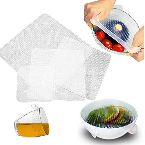 OVA Silicone Food Wrap | Replacement Cover for Tupperware, Bowls, Dishes and Plastic Container | Reusable, Eco-Friendly Storage for Fruit, Fresh Produce | Freezer and Microwave Safe Lids