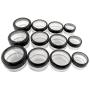 Travel Sample Plastic Clear Jar w Window Black Rim Cap 4 Kind of Capacities (3 Sets)
