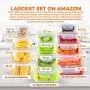 Chefs Star Glass Food Storage Containers [13-Piece Set] - Meal Prep Leakproof Container with Airtight Snap On Lids - Microwave, Oven, Freezer, Dishwasher Safe. for Kitchen, Lunch & Pantry - BPA Free
