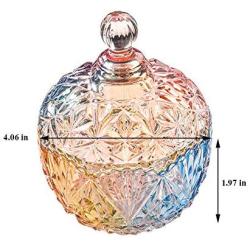 Ibnotuiy Colorful Glass Crystal Candy Jar with Lid Beautiful Wedding Storage Jar for Home Decoration Small Size (Crown)