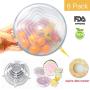Silicone Stretch Lids, 6 Pack Various Sizes Reusable Silicone Food Covers, Durable Expandable Lids to Keep Food Fresh, for Container, Bowl, Can and Drinking Glass with Expire Date Tracker