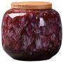 Pot en céramique orientale exquise pour stockage alimentaire, boîtes à thé/boîtes à thé/caddy à thé/boîte à thé/jarre à café/boîte à café/stockage de noix d'épices et de snacks 66g (Rogue red carmine).