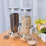 Kitchen Sealed Cereal Dry Food Storage Cans Boxes Household Snacks Melon Seeds Nuts Candy Dispenser (Color : Double cup black)