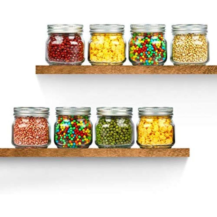 KAMOTA Mason Jars 8 oz With Regular Lids and Bands, Ideal for Jam