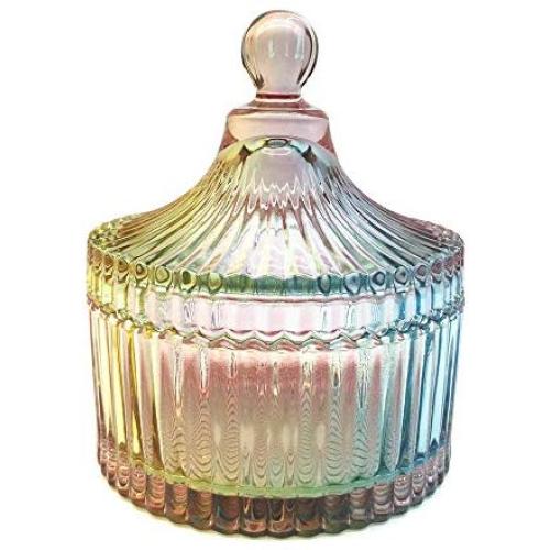 Krysclove Colourful Glass Canisters, Crystal Candy Jar with Lid, Clear Glass Food Storage Tank, Seasoning Pot, Creative Decoration Storage Box (2)