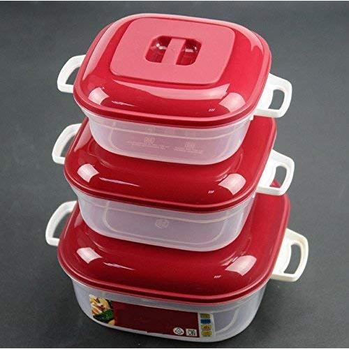 Kitchen Food Storage Jar Airtight Food Storage Square Microwave Soup Pot Crisper Three-piece moisture-proof multi-purpose