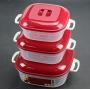 Kitchen Food Storage Jar Airtight Food Storage Square Microwave Soup Pot Crisper Three-piece moisture-proof multi-purpose