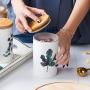 Danmu 1Pc of 400ml Ceramic Jar with Bamboo Lid Random Pattern Candy Cookie Jar Storage Jar Jewelry Box Buffet Jar Biscuit Coffee Oatmeal Tea Sugar Container
