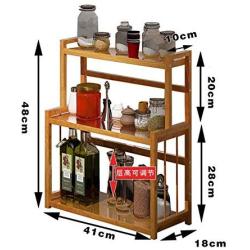 DYSND Kitchen shelf3-Layer Spice Herbal Rack with Adjustable Height, Bamboo Kitchen Countertop Storage Box for Seasoning Jars and Bottle StorageStorage Holder