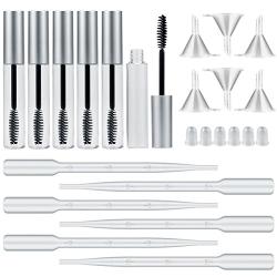 Madholly 6 pack 10ml Empty Mascara Tube with Eyelash Wand, Rubber Inserts, Funnels and Transfer Pipettes for Castor Oil, Ideal Kit for DIY Cosmetics