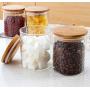 Lawei 4 Pack Glass Storage Jars with Sealed Bamboo Lids - 18.6 FL OZ Clear Glass Bulk Food Storage Canister for Serving Tea, Coffee, Spice, Candy, Cookie Lawei 4 Pack Glass Storage Jars with Sealed Bamboo Lids - 18.6 FL OZ Clear Glass Bulk Food Storage Canister for Serving Tea, Coffee, Spice, Candy, Cookie