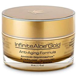 InfiniteAloe Gold Anti-Aging Formula - Eye, Face and Neck Cream - Cutting Edge Nanotechnology with Aloe, Peptides, Vitamins, Collagen, Alpha Lipoic Acid and DMAE - (1) 1.7oz