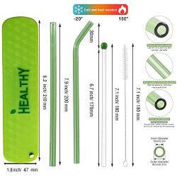 HEALTHY Glass Straws Private Solid Box Multi Color 200 mm X 8mm Reusable Drinking Straw Case Set Perfect for Home, Office or Gift - Green, Orange, Pink, Blue (Green)