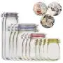 Wiederverwendbare Ziplock-Snackbeutel, 12 Stück, Niedlicher Fassbeutel mit Glaseffekt, Wiederverwendbare Sandwichesäcke, Geschirrspülergeeignet für Küche, Picknick, Camping, Organizer (Hoch x 2 + Lang x 3 + Mett x 3 + Breit x 4)