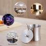 Decdeal Condiment Pots Stainless Steel Seasoning Cans Kitchen Pepper Salt Storage Jar Sugar Bowl with Lid and Spoon