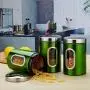 3er Cwg Set aus Edelstahl-Dunstdicht-Behältern für Tee, Zucker und Kaffee mit Fenster-Grün